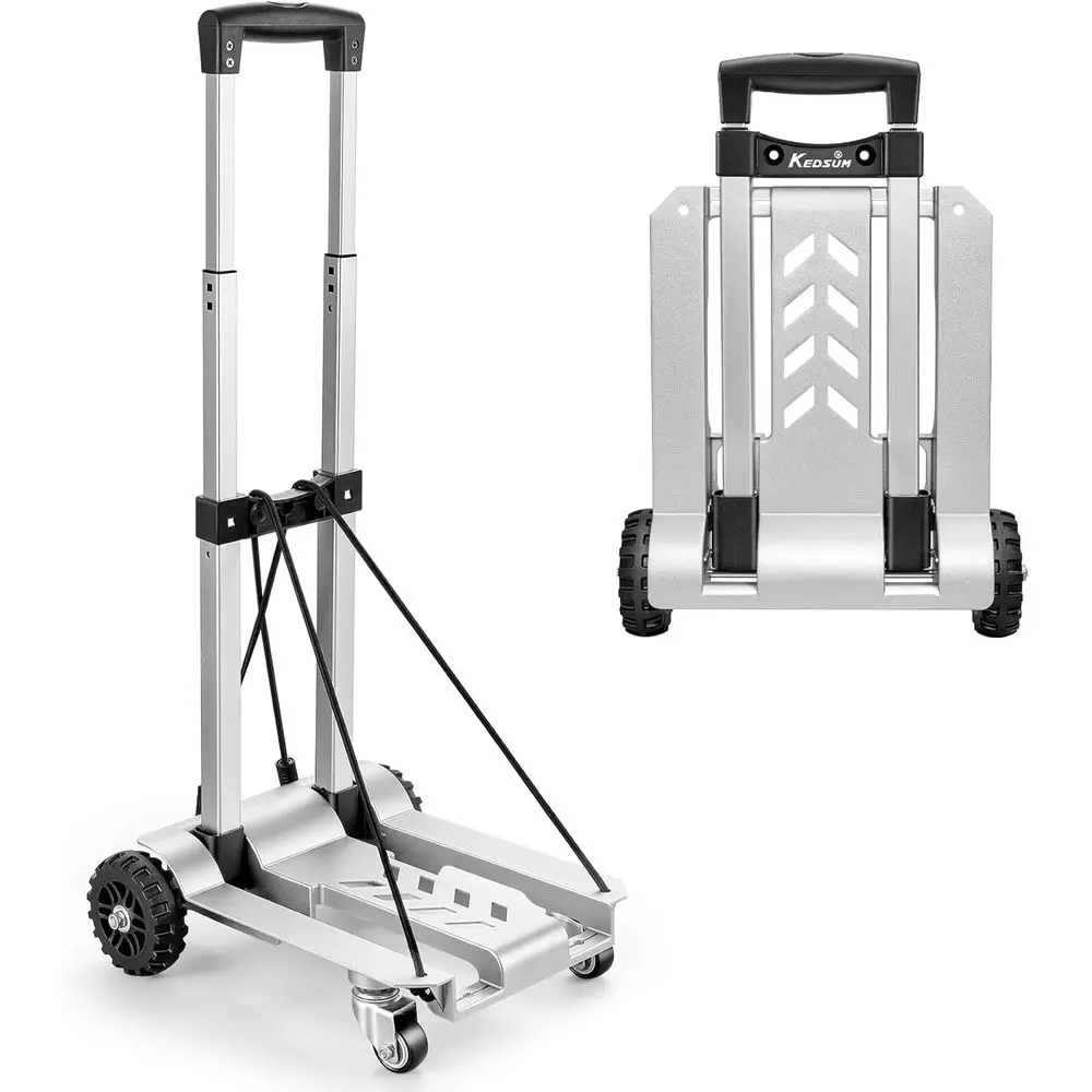 

270LBS Utility Lage Cart with 4 Wheels, 100% Hand Truck Dolly, olding Hand Truck with d Tank Wheels, Portable Dolly Cart or Lage