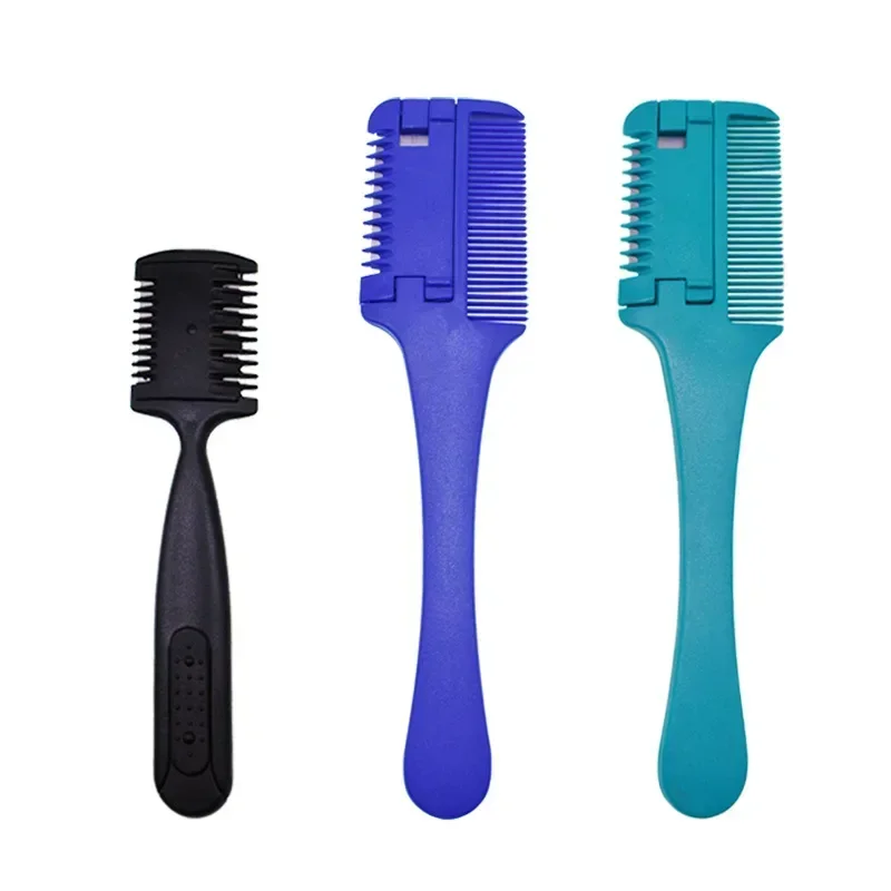 Children Boys Girls Hair Cutting Comb Black Handle Styling Brush with Razor Blades Cutting Hair Salon DIY Styling Tool Hairbrush