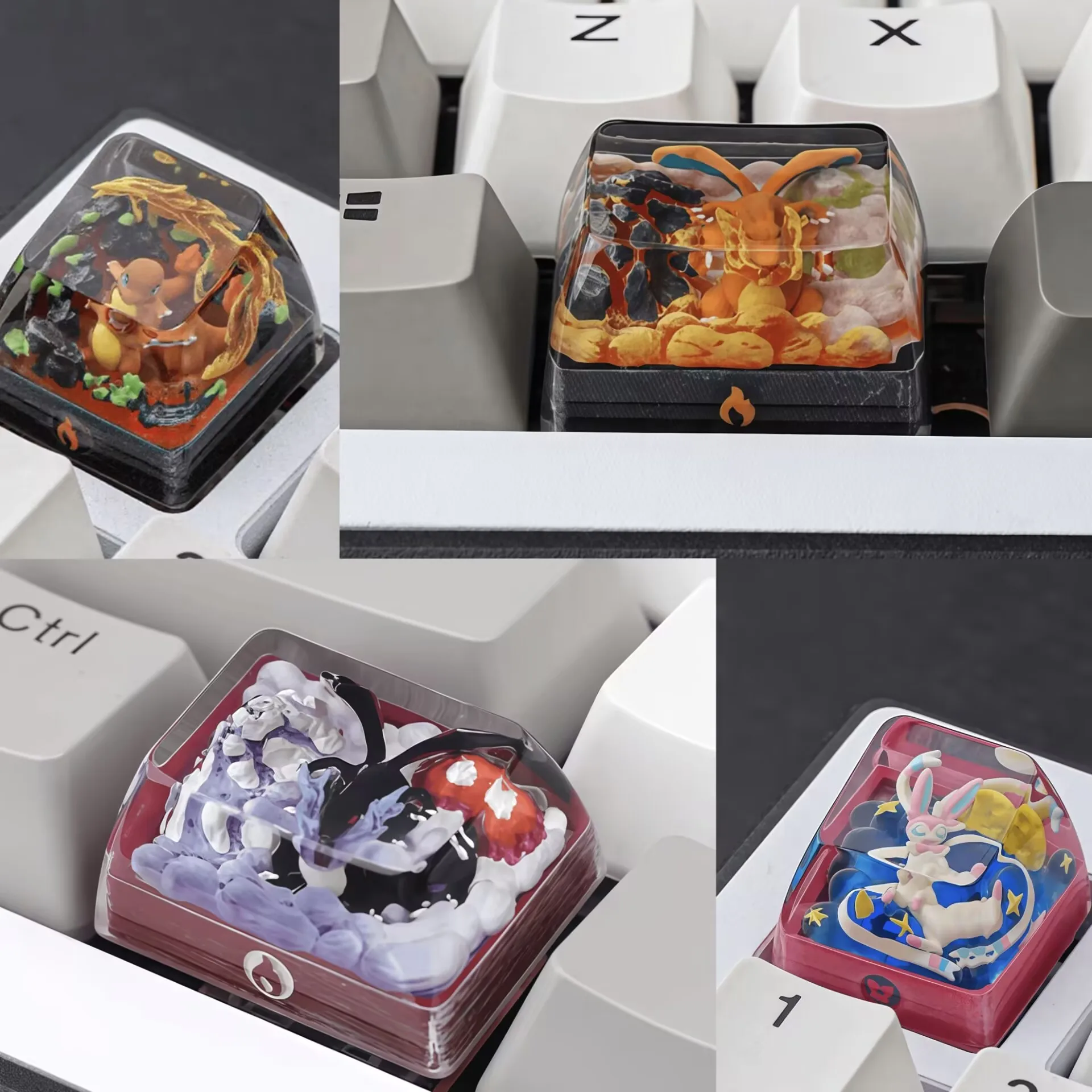 

Cute Pokemon Resin Keycap Gengar Sylveon Charizard Charmander Handmade Artisan Keycaps for Mechanical Keyboard Gaming Collection