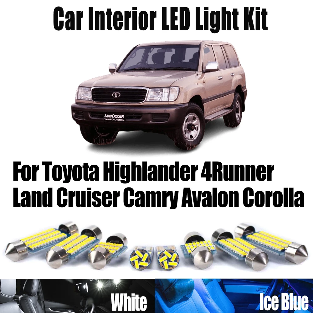 

For Toyota Highlander 4Runner Land Cruiser Camry Avalon Corolla Car Accessories Canbus LED Interior Map Dome Trunk Light Kit