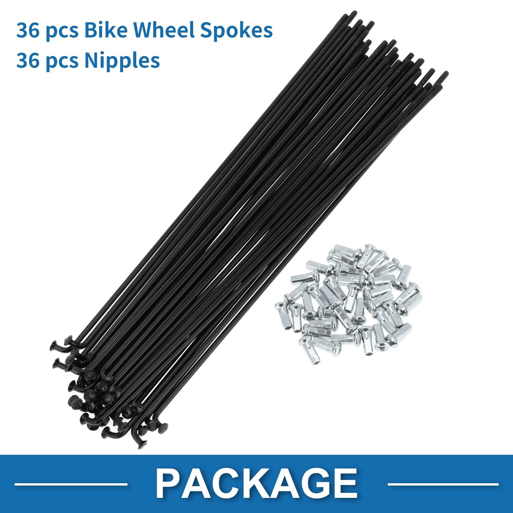 X Autohaux Fahrradspeichen 12G 125/134/136/155/160/170/175/183/185 mm Länge Fahrrad-Radspeichen Ersatzteile Kohlenstoffstahl Schwarz