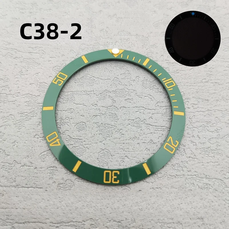 38*30.7mm Green Sub Mariner Style Ceramic Bezel Insert Slope Ring for 40mm Diver Case Replacement Watches Parts