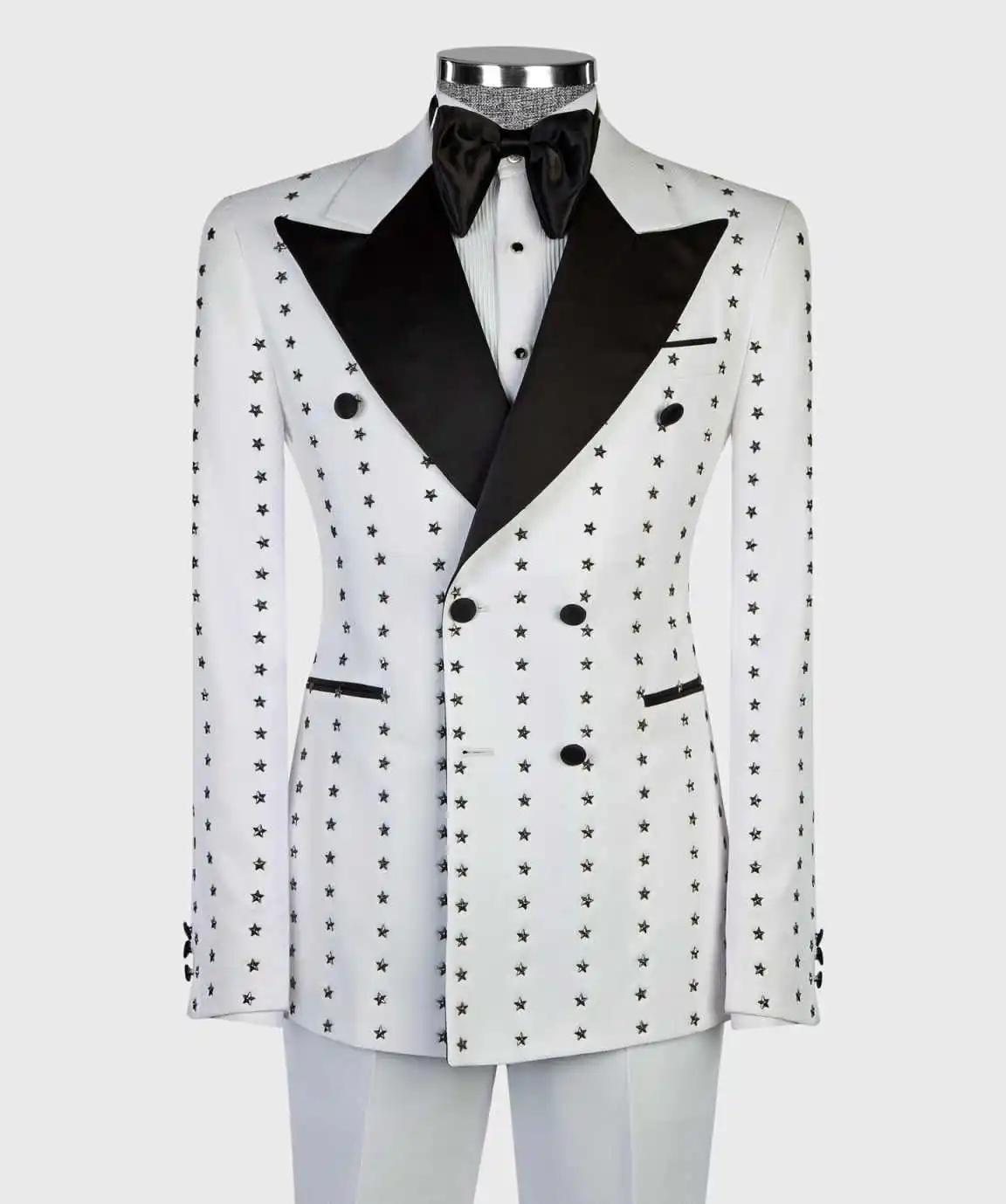 Costumes de mariage pour hommes, sur mesure, à la mode, pour marié, 2 pièces, rayures étoiles, Occasions formelles d'affaires, fête, chanteur, personnalisé, nouvelle collection