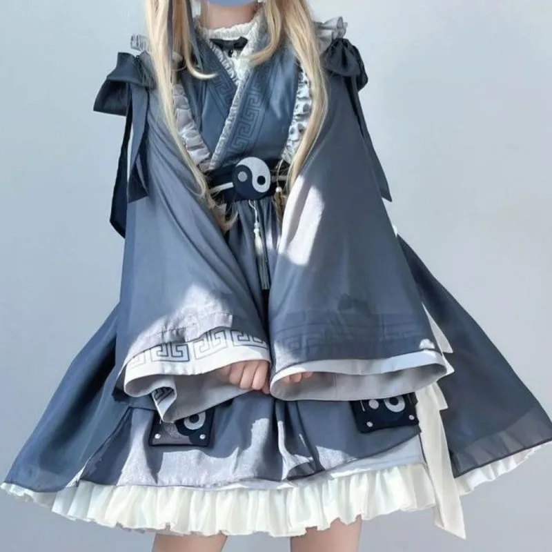 Lolita Dress Exorcist Girl Ancient Han Element Dress Lolita Two Piece Set Little Junior Girl Dresses Girl Clothing