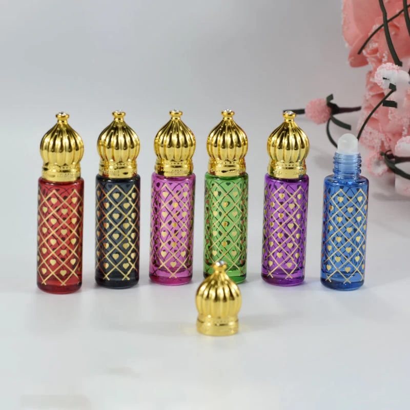 8ml Glass Roll on Bottle Lucifugal Mini Essential Oil Container Portable Blending Perfume Bottle Colorful Empty Roll-On Bottles