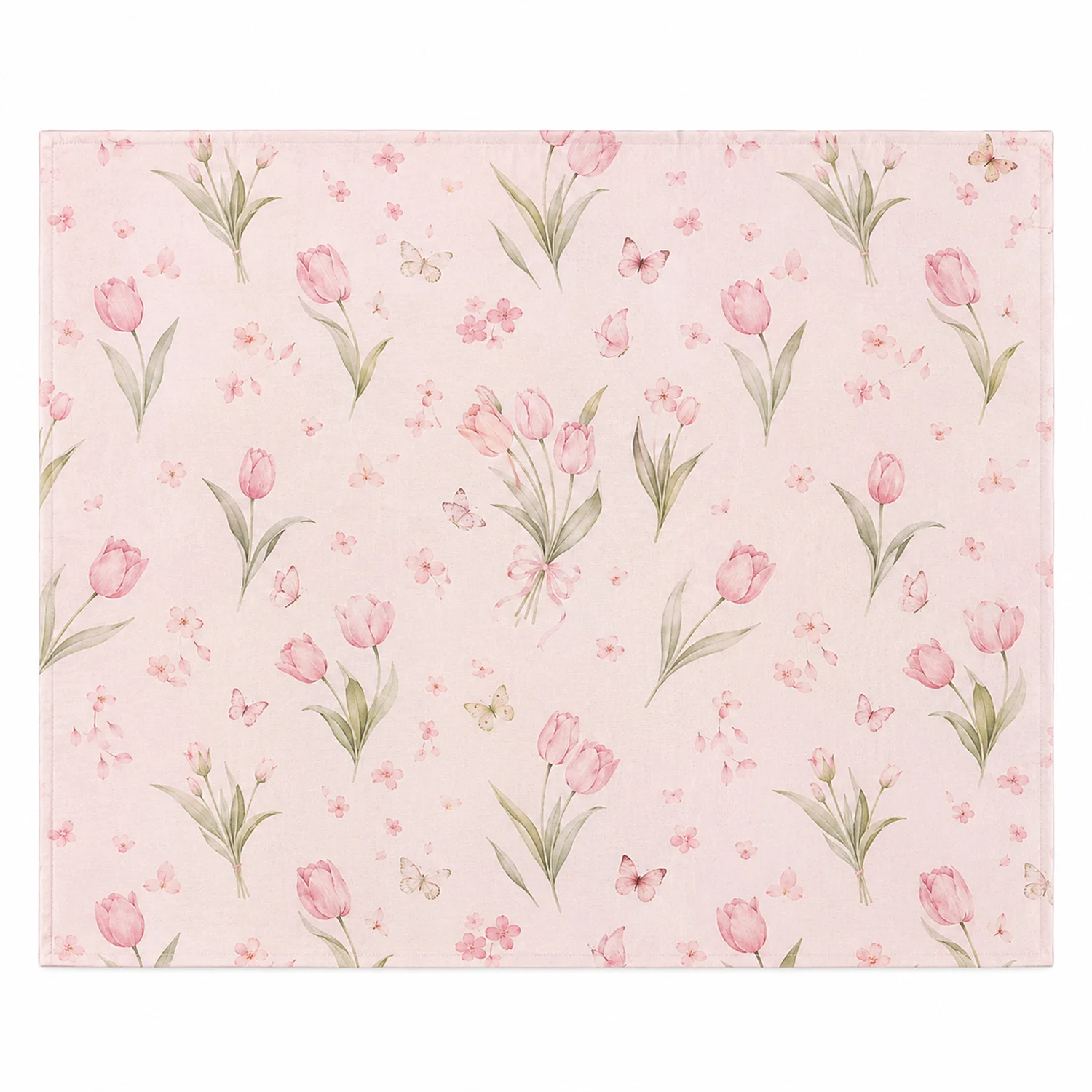 Pink Tulip Floral Tablecloth Butterfly Botanical Print Dining Table Cover Farmhouse Kitchen Wedding Party Home Decor