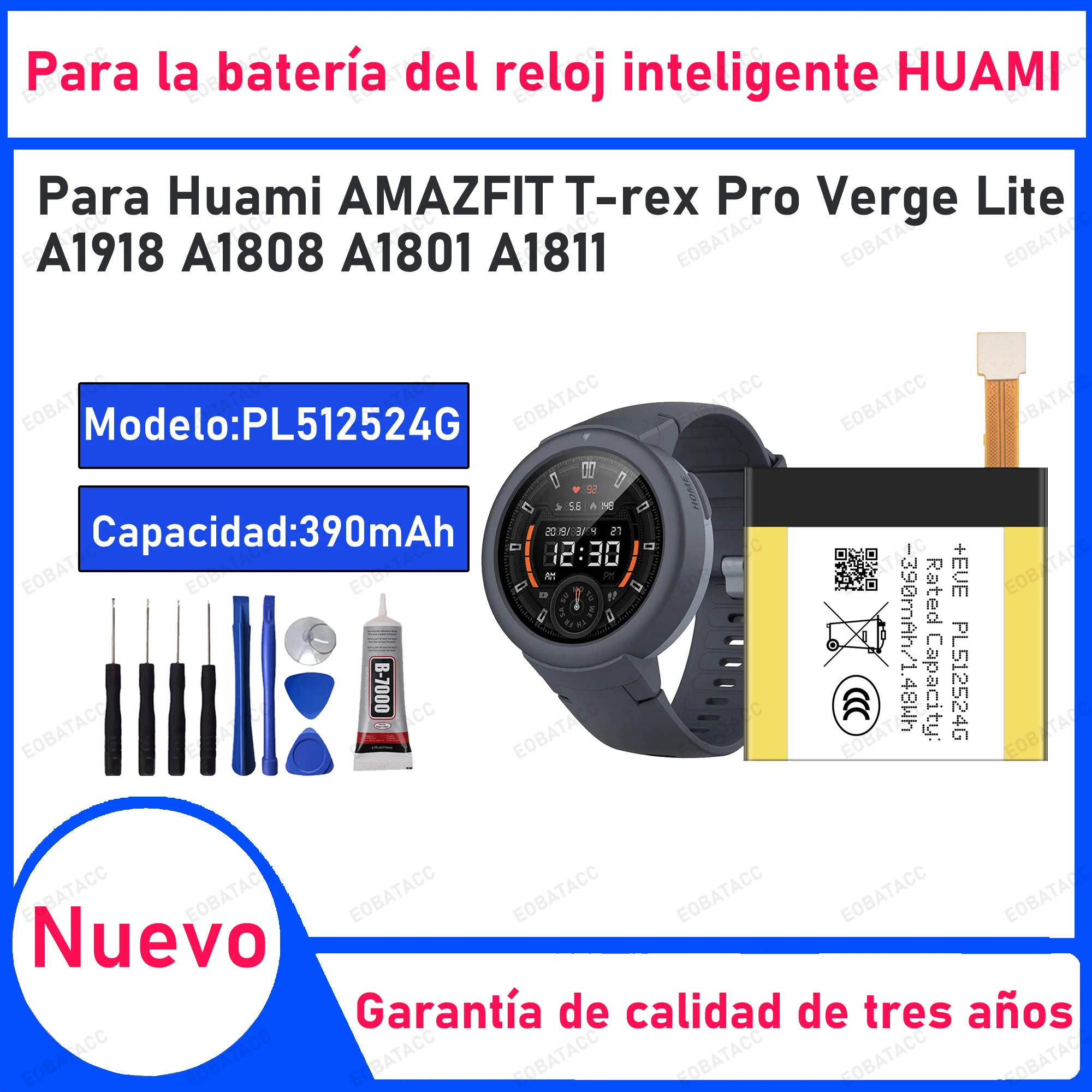 

100% новый аккумулятор высокого качества PL512524G PL502524V для Huami Amazfit Tyrannosaurus T-rex Pro Verge Lite A1918 A1801 A1808 Batter