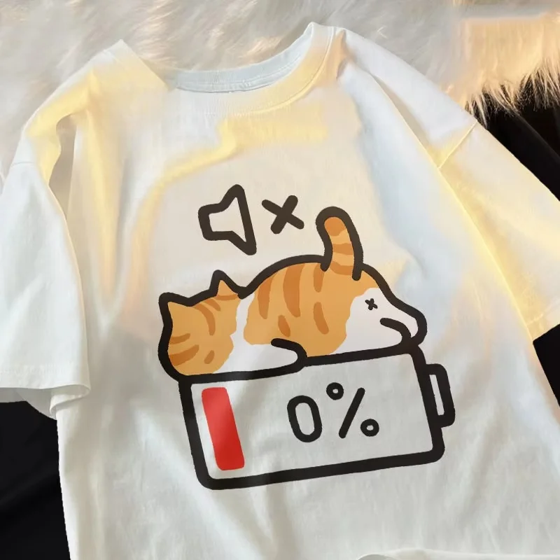 

2025 New Retro Style Cat 3D Printed Loose, Comfortable, Breathable, Quick Drying Short Sleeved T-shirt Round Neck Top