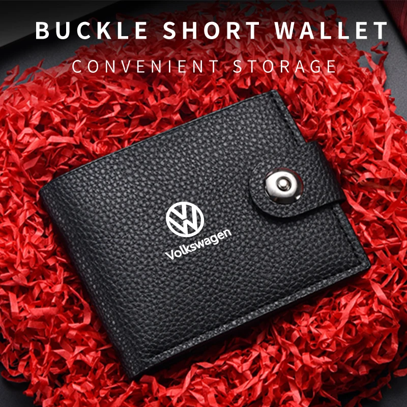 Men Wallet Leather Short Clip Card Coin Storage Purses Women Male Gift For Volkswagen VW Jetta Golf Beetle CC EOS GTI MK2 MK4 MK