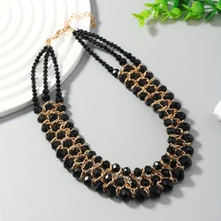 Artificial crystal woven necklace, aluminum chain, Bohemian style, holiday gifts for girlfriends and wives, everyday everything!