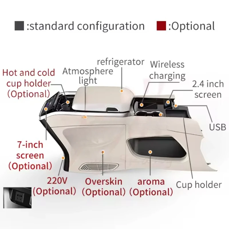 Applicable to  Armrest box central storage box with wireless charging touch screen Armrest box modification