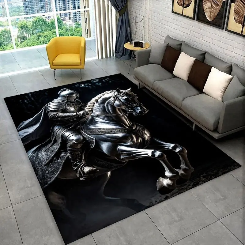Templar Knight Dark Cavalier Crusaders Cartoon Large Area Rug Non-slip Carpet for Bedroom Living Room Sofa Doormat Floor Mat