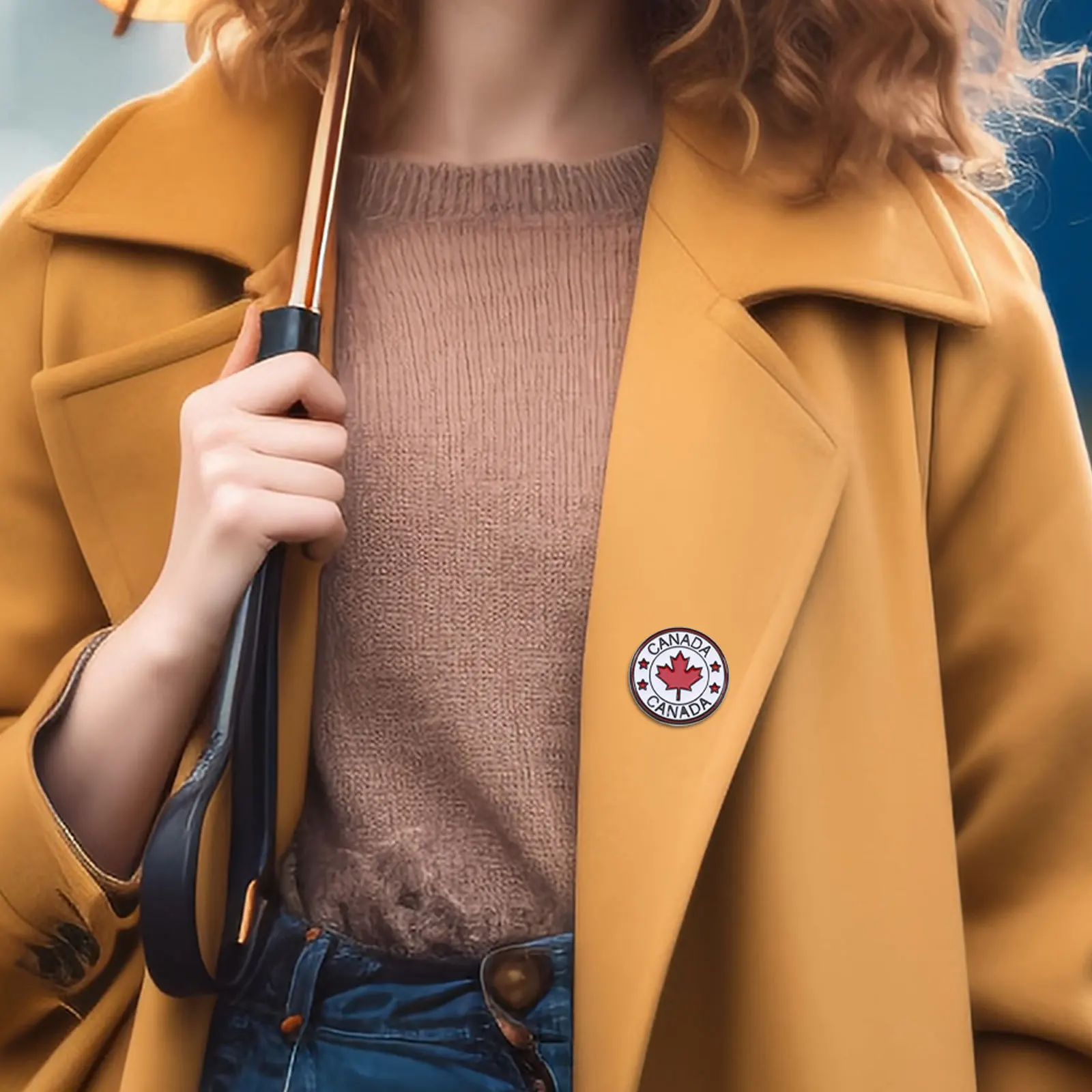 

6pcs Round Brooch Pins Canada Flag Metal Lapel Pin For Clothes Scarf Shawl Clip Badge National Flag Accessories