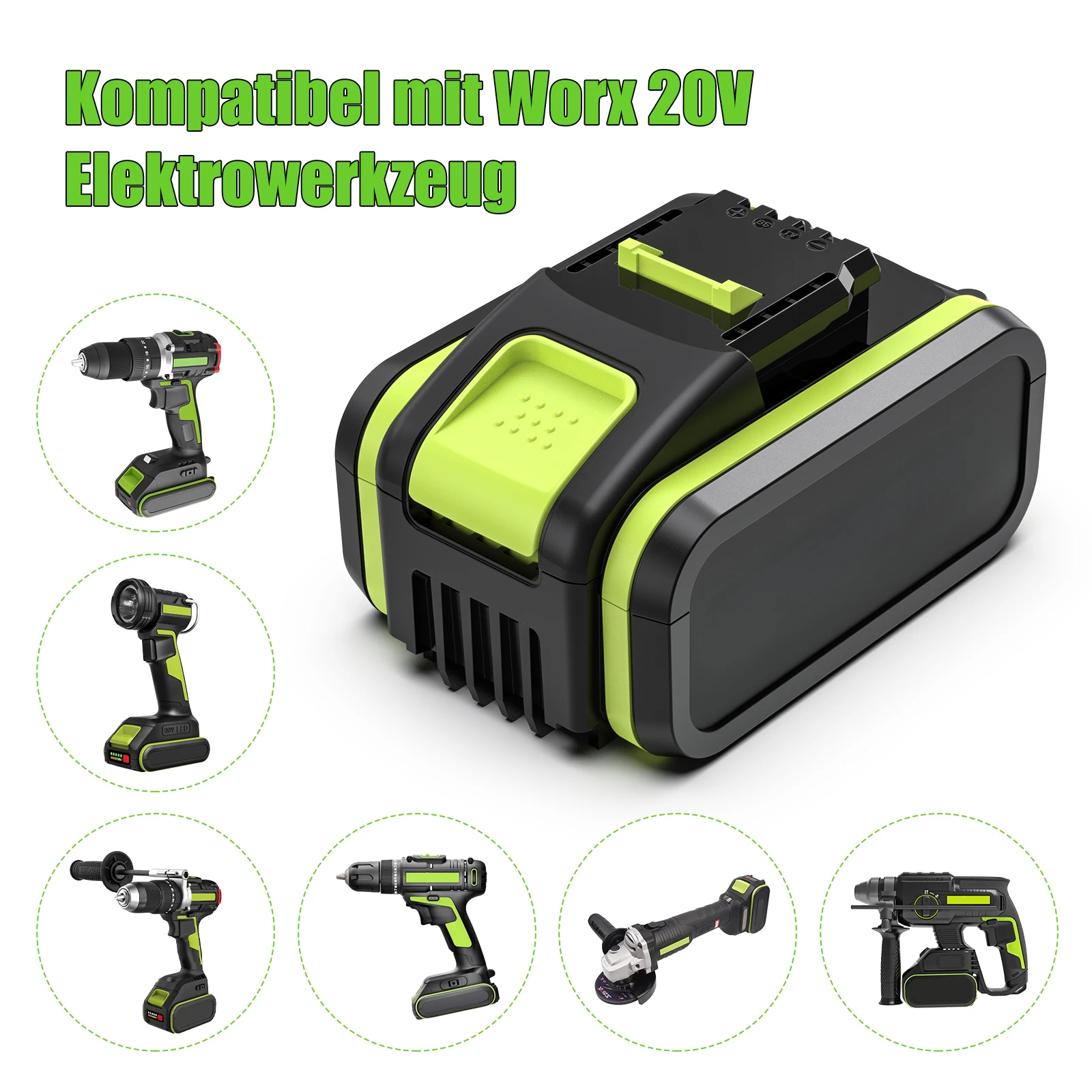 For Worx WA3553 20V Cordless Power Tool Battery WA3572 WA3553 WX390 WA3551 WX176 WX178 Spare Batteriies 6000mAh Battery