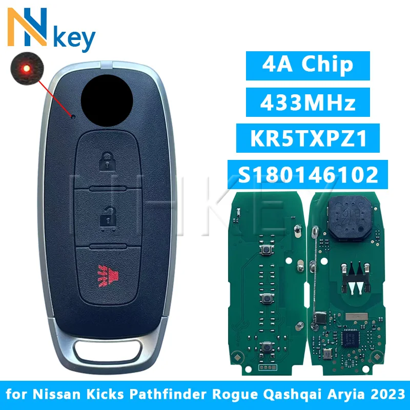 

NHKEY For Nissan Smart Remote Key 434MHz 4A Chip for 2023+ Kicks/Pathfinder/Rogue/Qashqai/Aryia KR5TXPZ1 S180146102 285E3-5MR1B