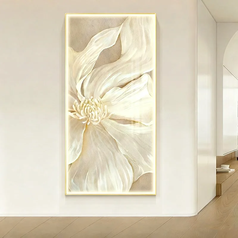 

Cream Style Entrance Decoration Painting High-end Feeling Hanging Painting Entrance LED Light Painting Corridor Mural Light