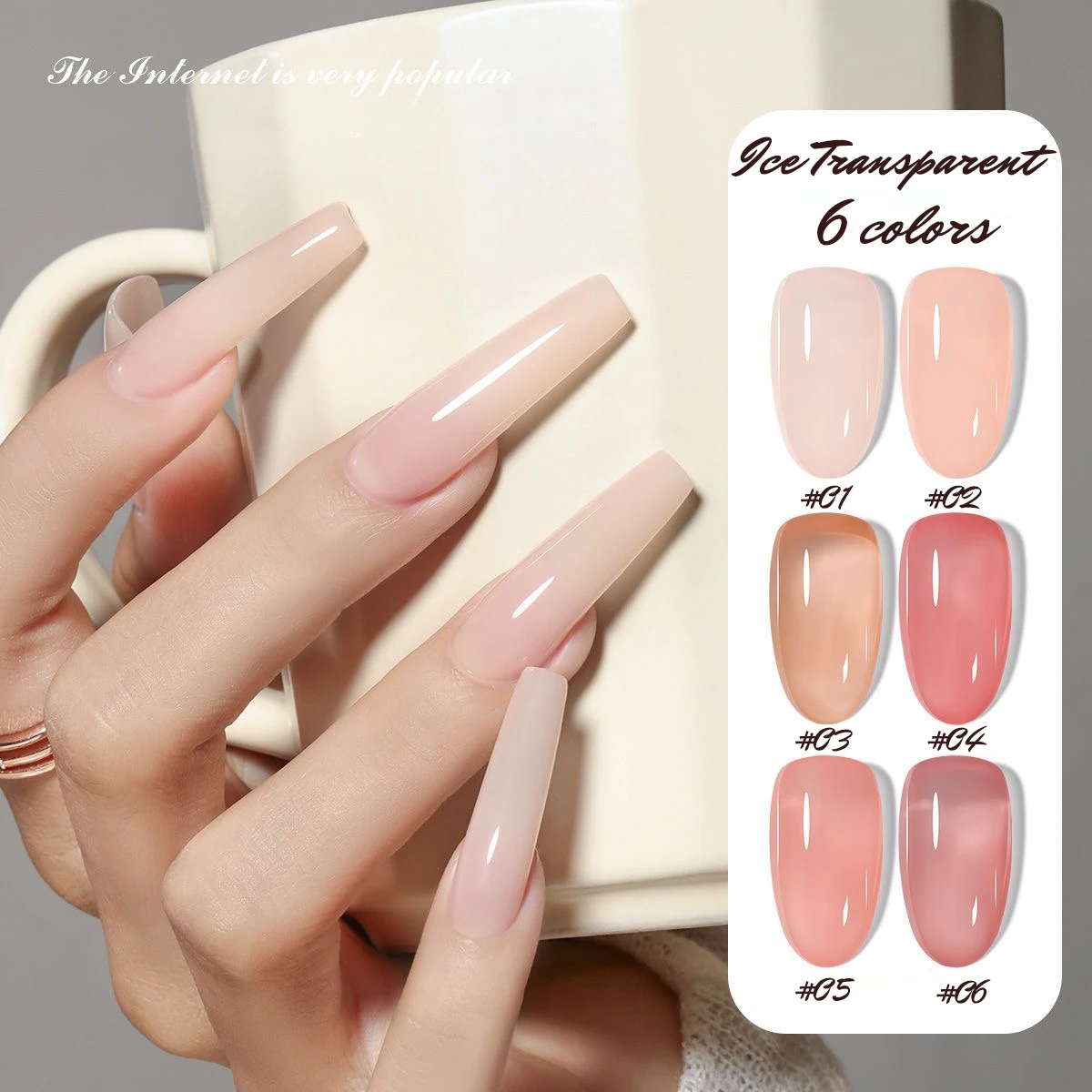 1 قطعة ZH الجليد شفافة الوردي عارية الجلد اللون هلام طلاء الأظافر 2025 جديد الرغبة النقية الوردي عارية تبييض مسمار ملصقات الأظافر لوازم
