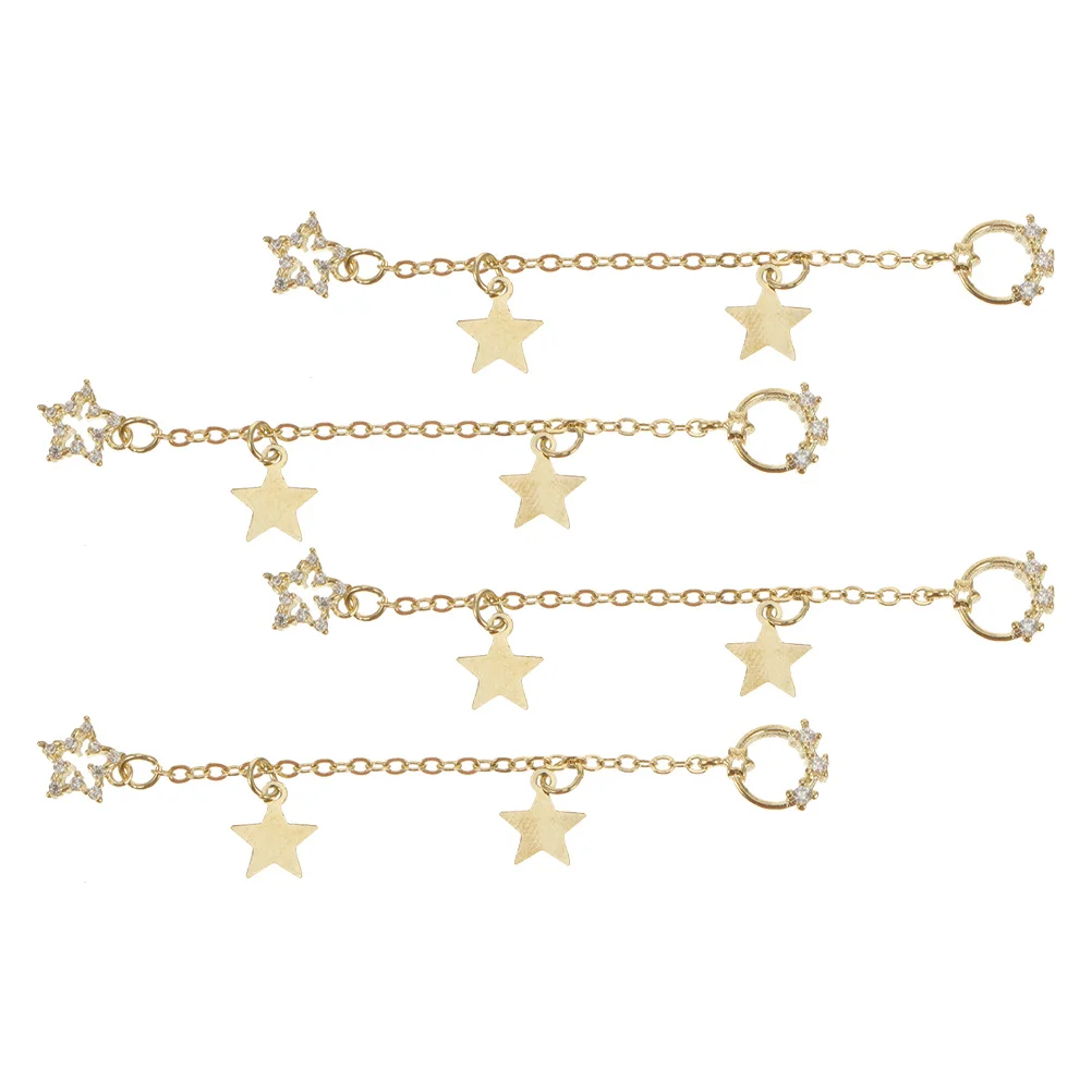 

4Pcs Nail Art Chains Creative Alloy Star Pendants Manicure Supplies DIY Nail Accessories Manicure Supplies Women Gift