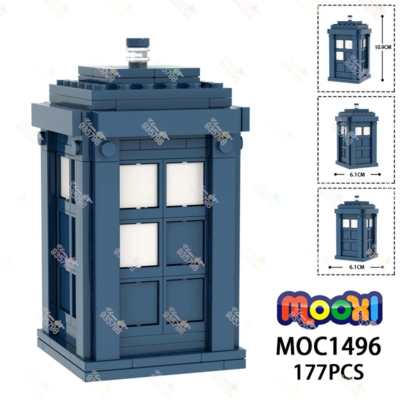 177PCS Creative Series Tardis MOC Building Blocks DIY TV Drama Time Telephone Booth Models Assembly Bricks Toys For Kids MOC1496