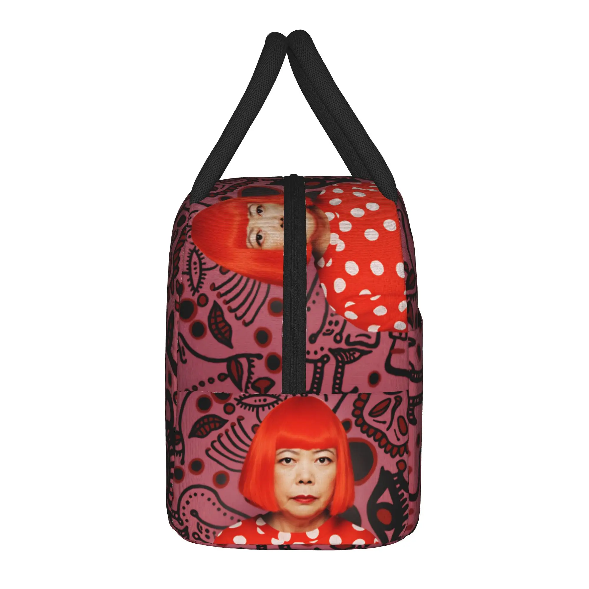 Yayoi Kusama Abstract Face Lunch Bag Japanese Artist Cute Lunch Box For Men Travel Cooler Bag Oxford Thermal Tote Handbags