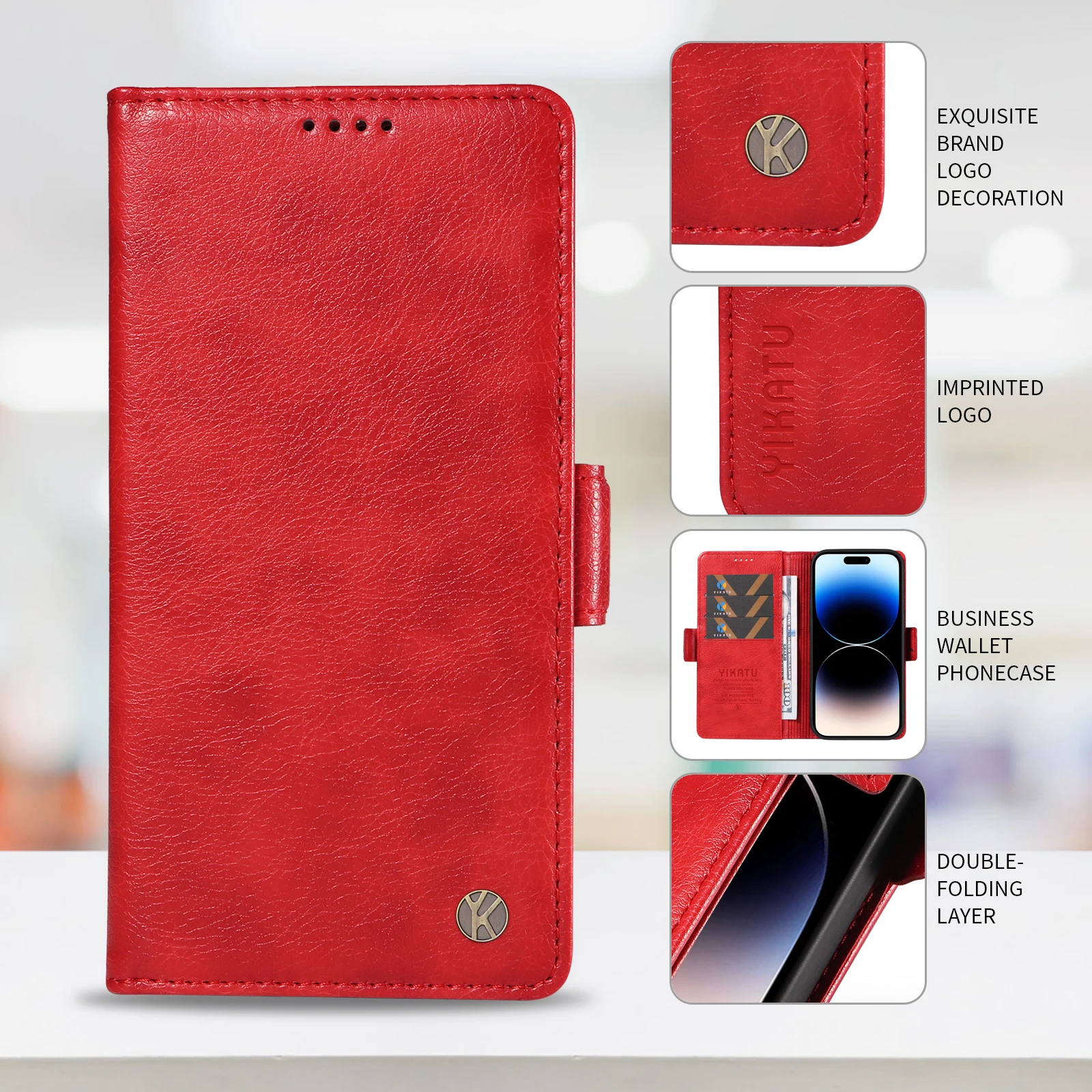 Skórzane etui z klapką na telefon Samsung Galaxy S22 Pro S23 S24 FE S25 Edge S26 Plus S30 Ultra z uchwytem na karty, pokrowiec ochronny — zdjęcie produktu 3