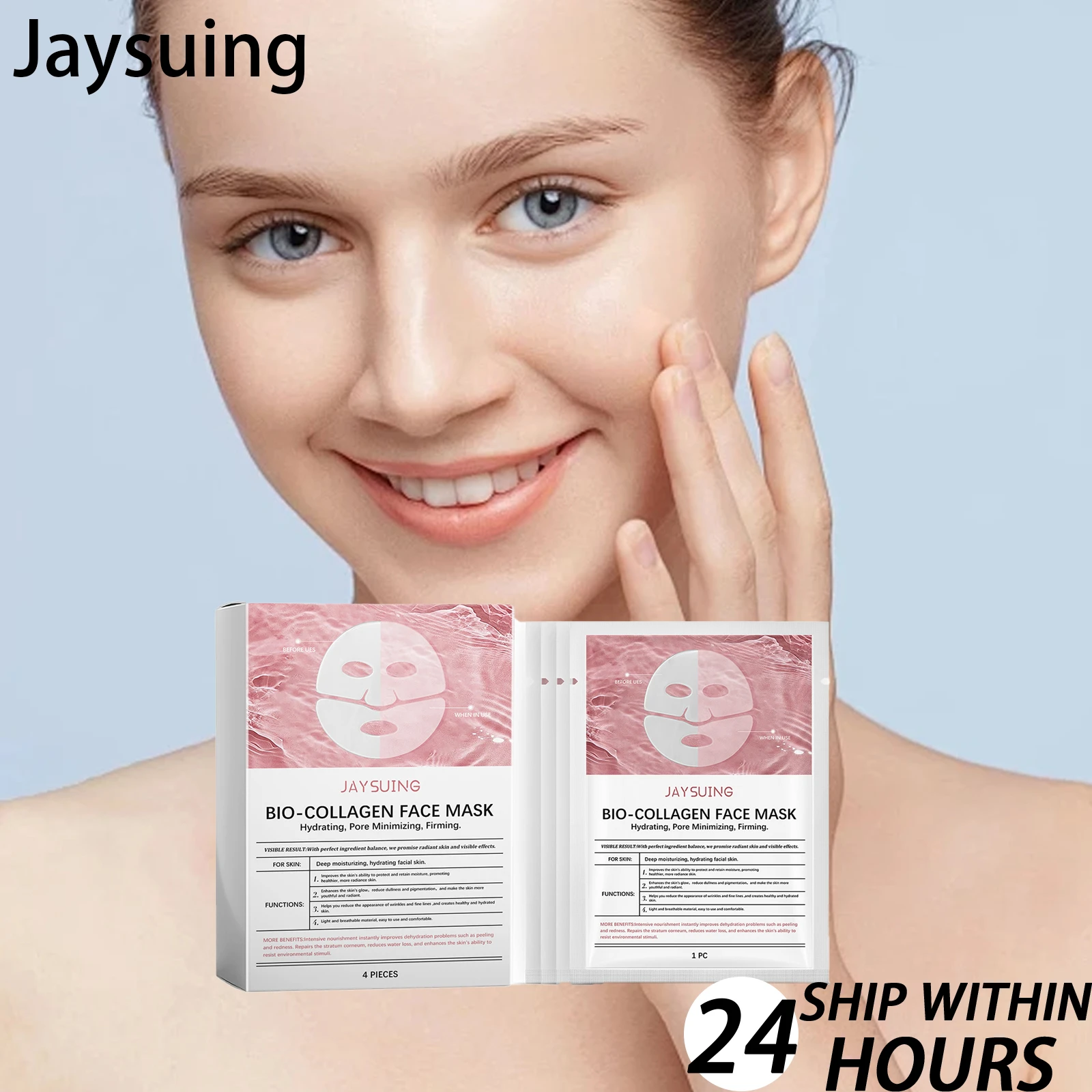 

Jaysuing зимняя глубокая увлажняющая маска, 4 шт., интенсивная увлажняющая листовая маска для сухой кожи, успокаивающая, восстанавливающая, осветляющая, уход за лицом