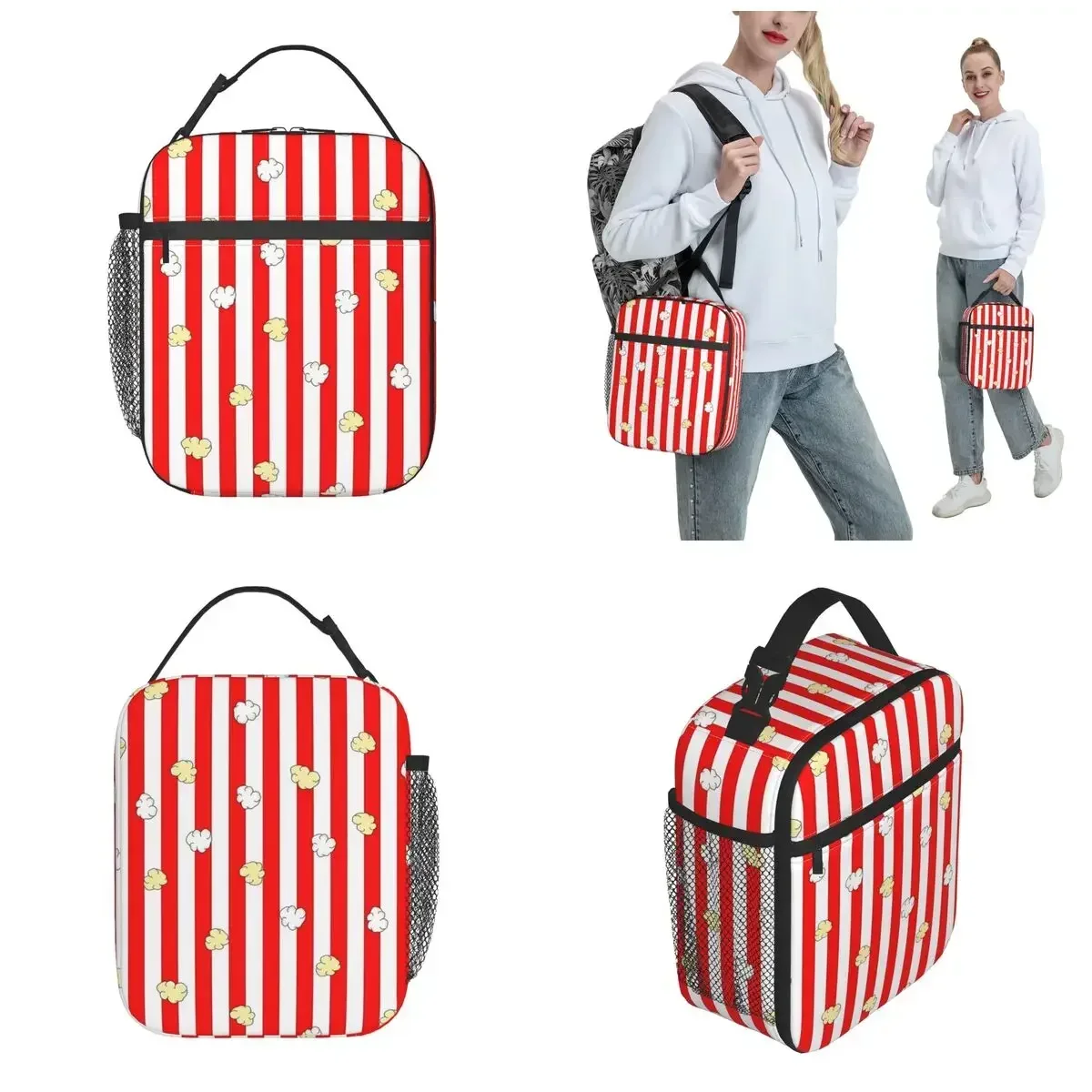 Movie Theater Buttered Popcorn Thermal Insulated Lunch Bag for Travel Portable Food Container Bags Thermal Cooler Lunch Boxes