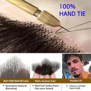 HD -Spitzenbart für Männer, 100% menschliches, schwarzes und braunes Haar, realistischer falscher Schnurrbart, handgefertigtes Gesichtsmake -up, unsichtbare Bärte 10 Hauptverkaufsrealistischer Bart - №9