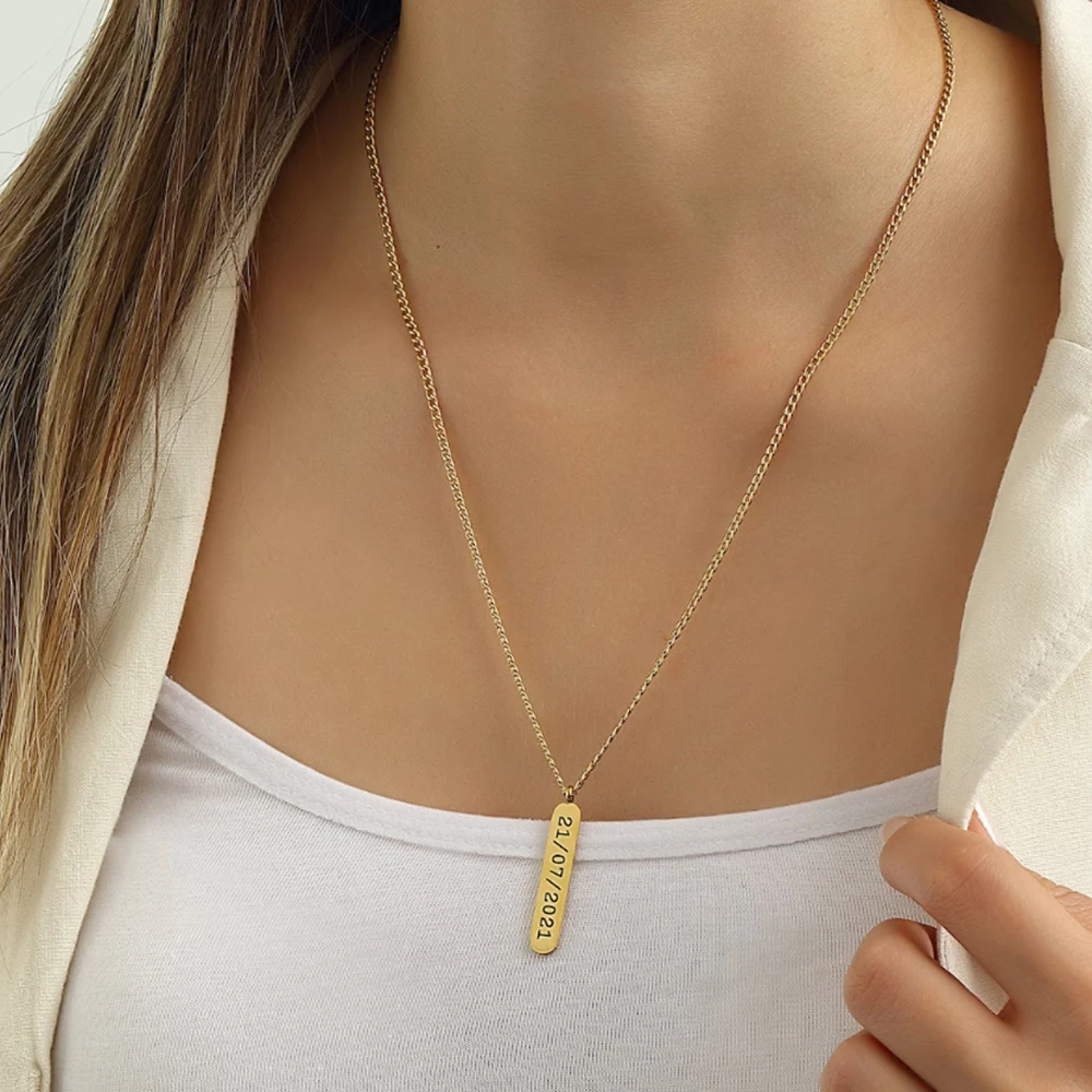 Personalized necklace, named coordinate carving, for men and women | Mother's Day gift