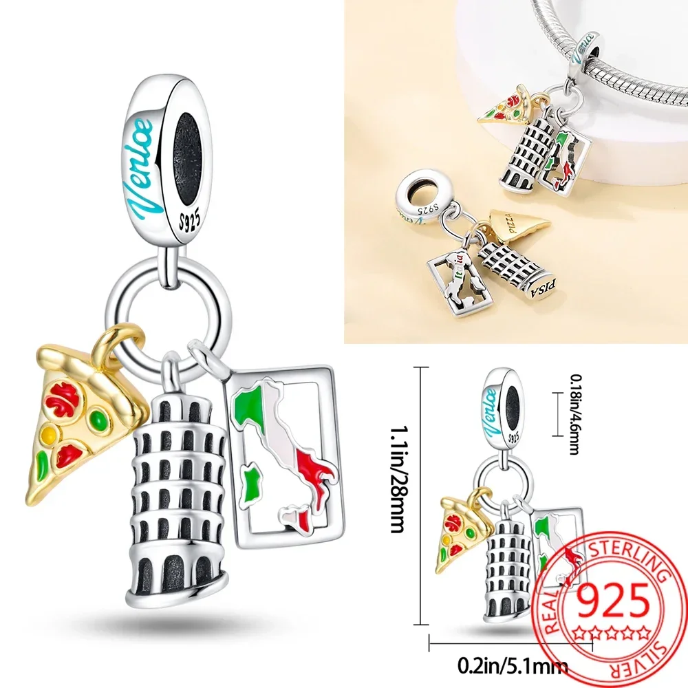 Authentischer 925er-Sterlingsilber-Charm für Autoreisen, New York, Freiheitsstatue, Perlen, passend für Pandora-Armbänder, DIY-Schmuckherstellung