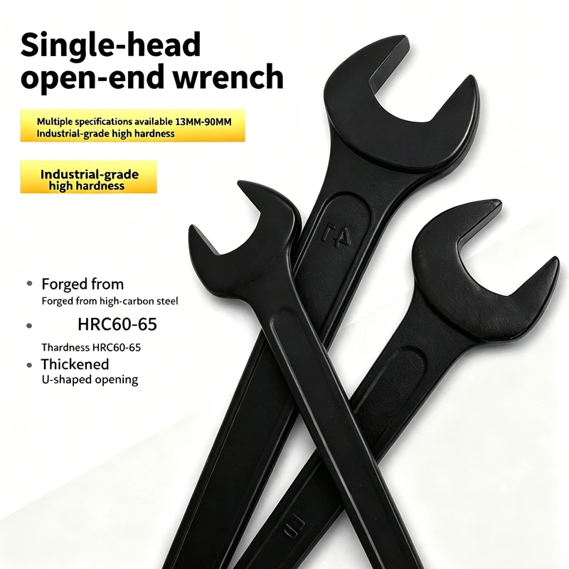 Black Heavy Duty Single Head Open End Wrench 14/17/19/21/30/36/41/46/55mm Fork Wrench