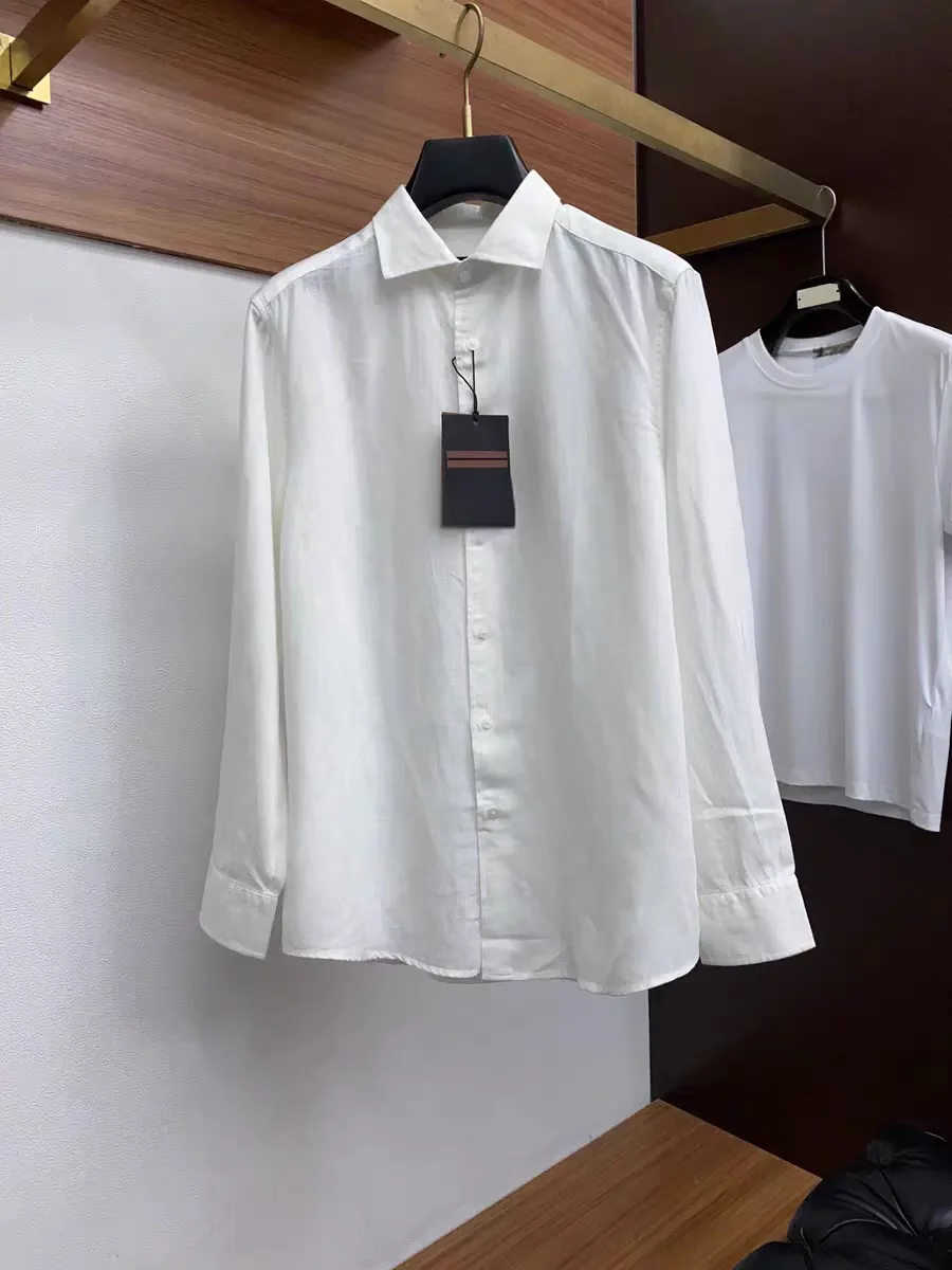 

Elegant Casual Long Sleeve Linen Shirt Business Style Simple Classy Men's Fashion Spring Summer Lightweight Shirt