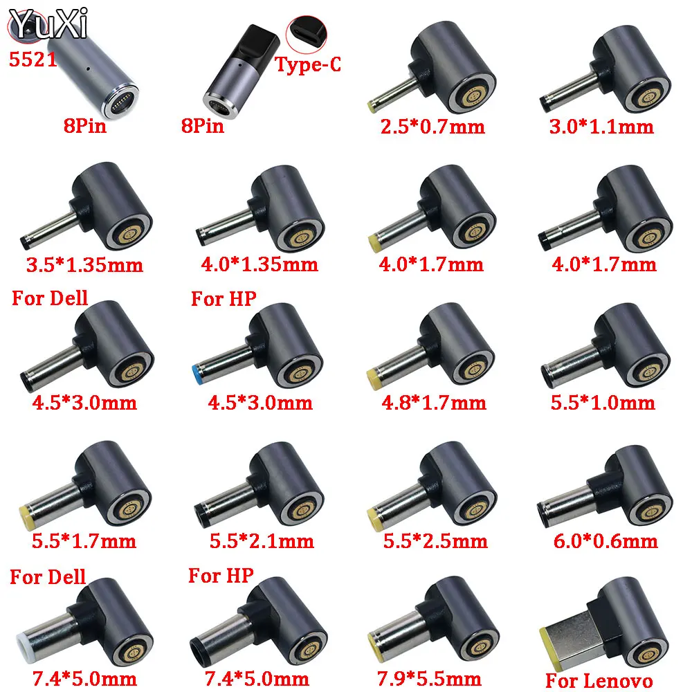 

USB Type-C DC 5.5*2.1 8Pin Magnetic Connector DC 4.5*3.0 7.5*5.5 5.5*2.5 Male Plug Laptop Power Magnet Adapter Converter