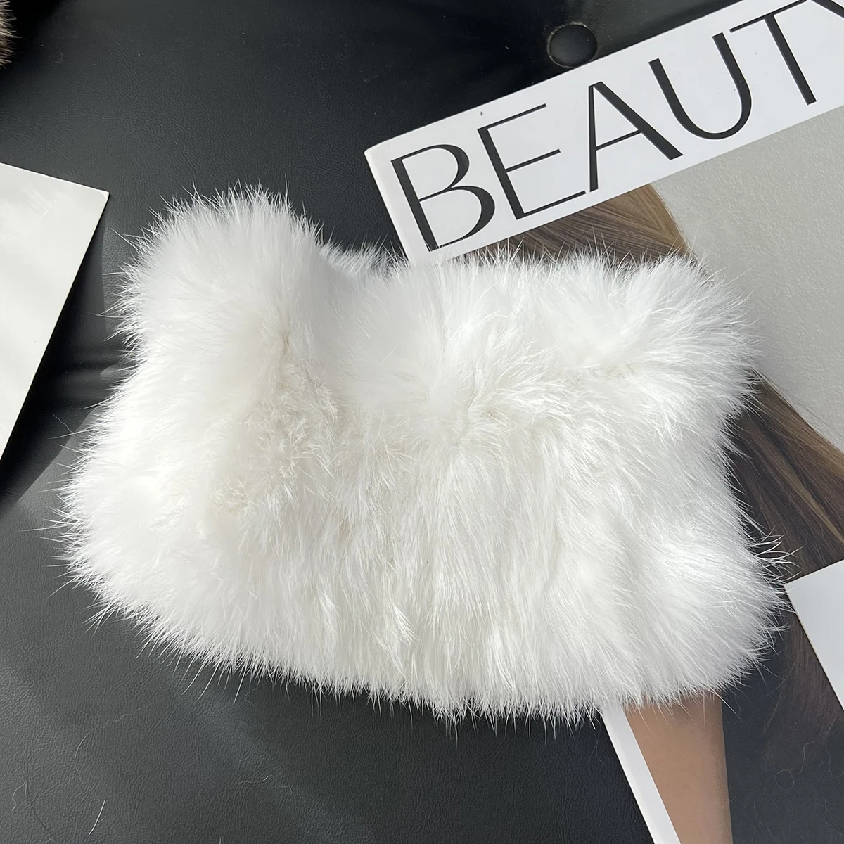 Winter Women Real Fur Handmade Stretch Fur Scarf Knit Genuine Rabbit Fur Headbands Girls Natural Fur Ring Cowl Snood Scarves