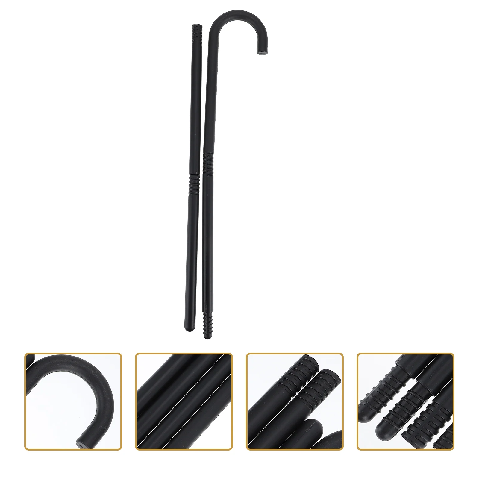 

Decorative Magician Crutch Stick Cosplay Cane Prop Party Props Struts Pocket Peformance Work Black Dance