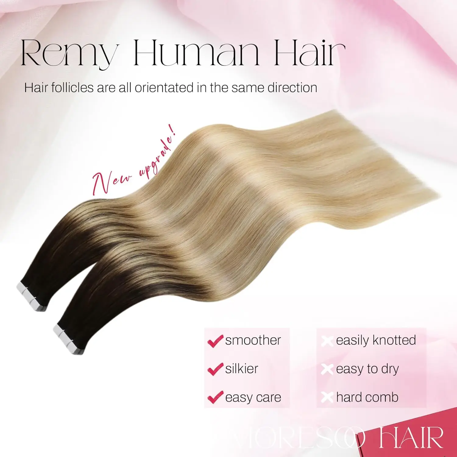 [20P] Moresoo Tape In Hair Extensions 100% Echt Menselijk Haar Braziliaanse 12-24in Dubbelzijdig Plakband Onzichtbare Lijm Op Hair Extensions