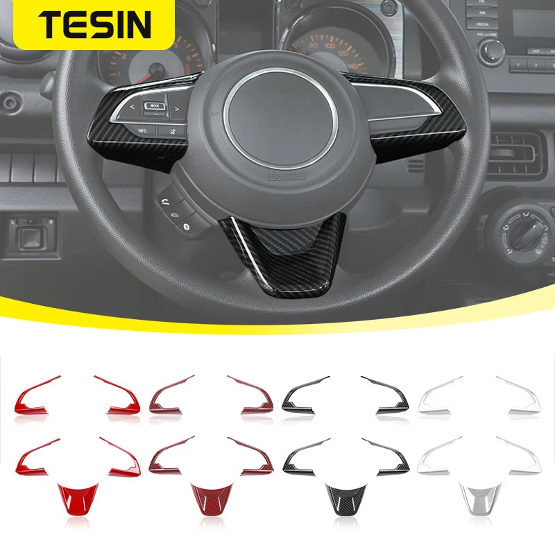 TESIN Interior Mouldings For Suzuki Jimny JB74 2019 2020 2021 2022 Car Steering Wheel Decoration Cover Trim Stickers Car Styling