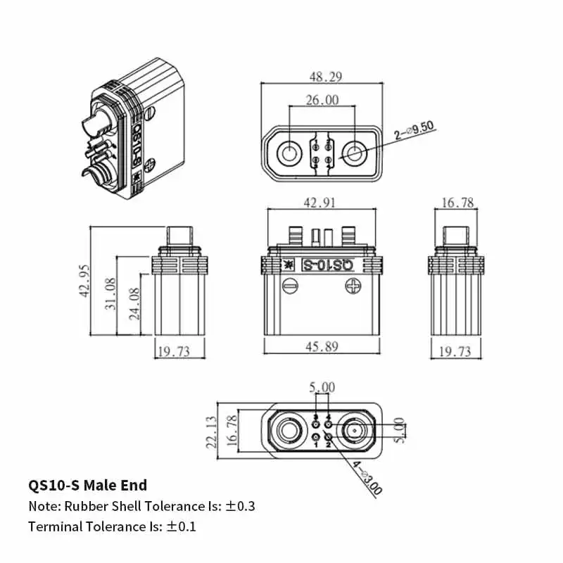 180A QS10 Batterij Stroomverbindingskabel 6AWG 16 Vierkante Split Lithium Batterij Netsnoer Siliconen Draad met Anti Vonken Plug