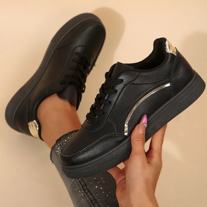 

2025 Leather Women Shoes Sneakers Trend Casual Shoe Italian Breathable Leisure Sneakers Non-slip Footwear Women Vulcanized Shoes