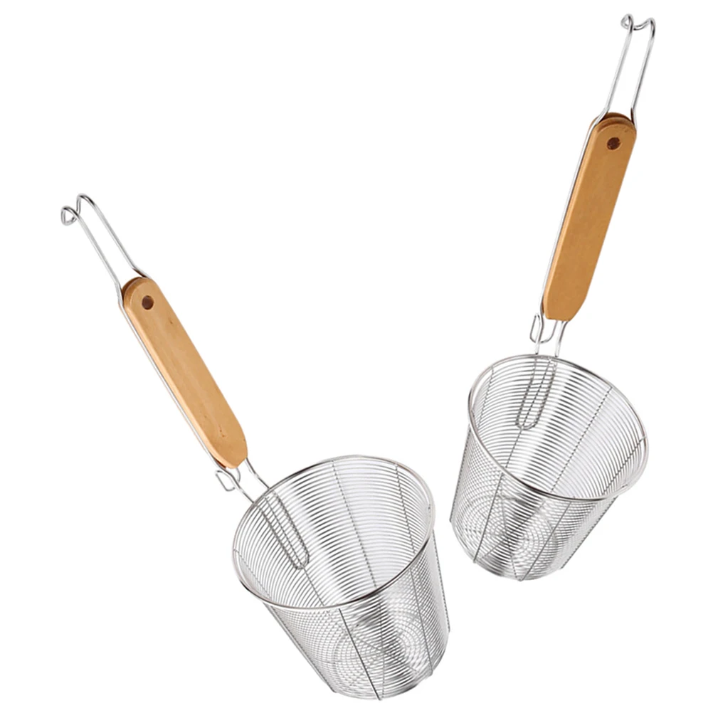 

2pcs Stainless Steel Colander Mesh Noodle Strainer Kitchen Tool Household Food Dumpling Basket Drain Pasta Cookware