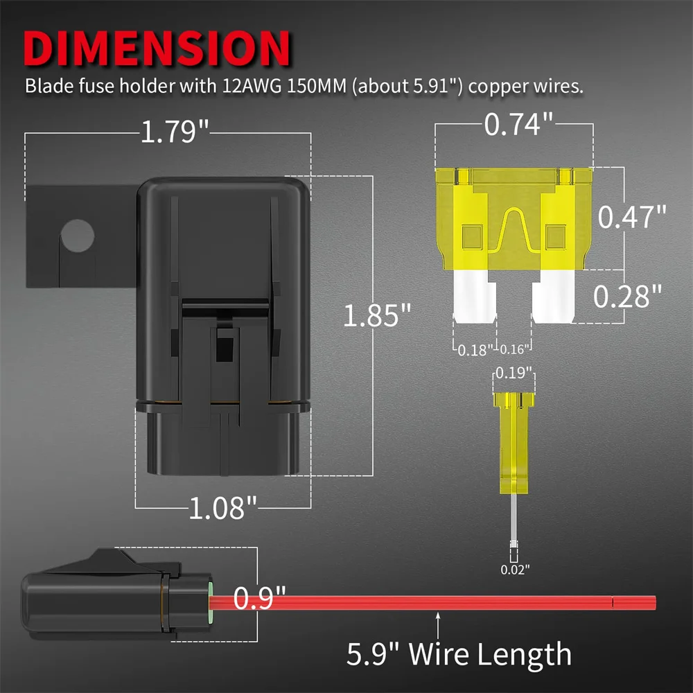 6 Stück Inline-Sicherungshalter 12V 12 AWG Wasserdichter ATC/ATO Flachsicherungshalter mit 20/30/40A Inline-Sicherung Hochleistungs-Inline-Sicherungshalter – Detail 2