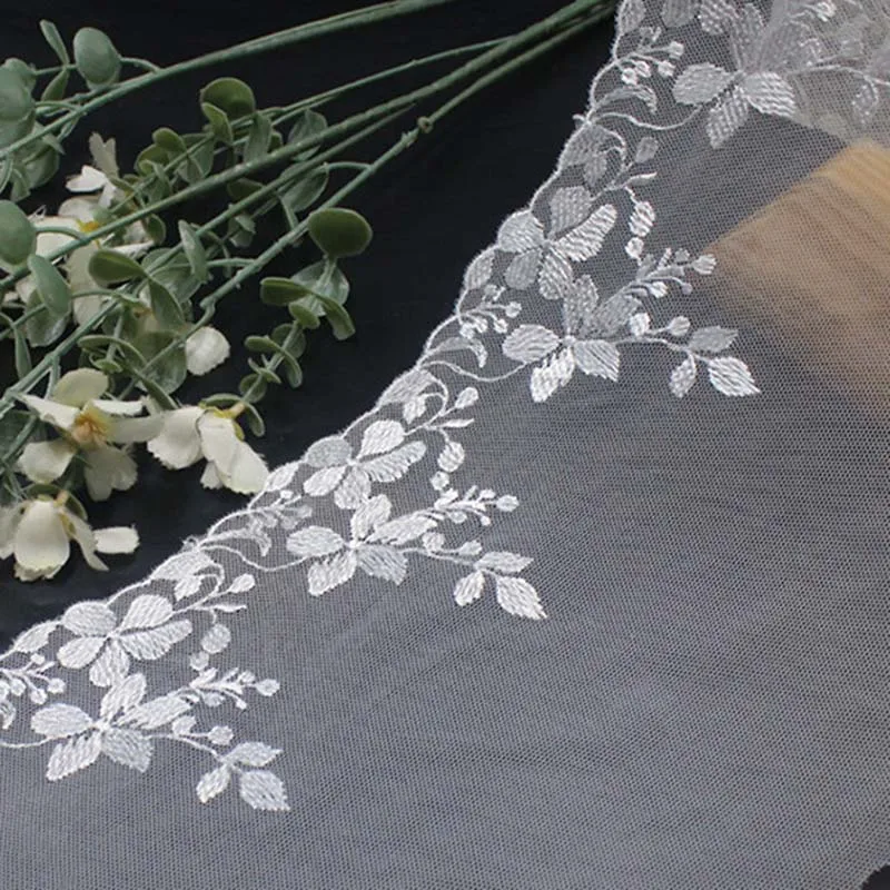 

39Yards White Embroidered Lace Trim Floral Lingerie Sewing Craft DIY Apparel Fabric Lace Dress Accessory