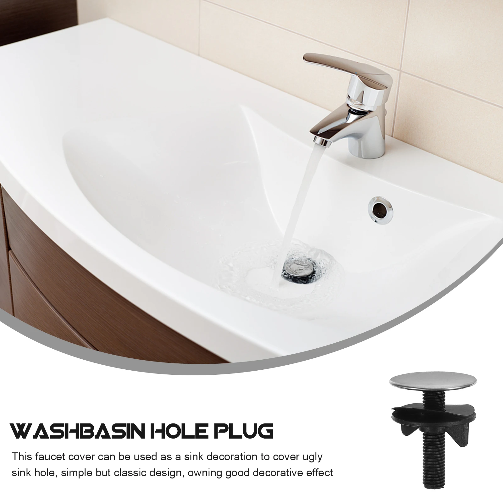 

2Pcs Metal Kitchen Sink Hole Cover Faucet Plug Washbasin Decorative Lid Sealing Tidy Accessories Sink Hole Cover