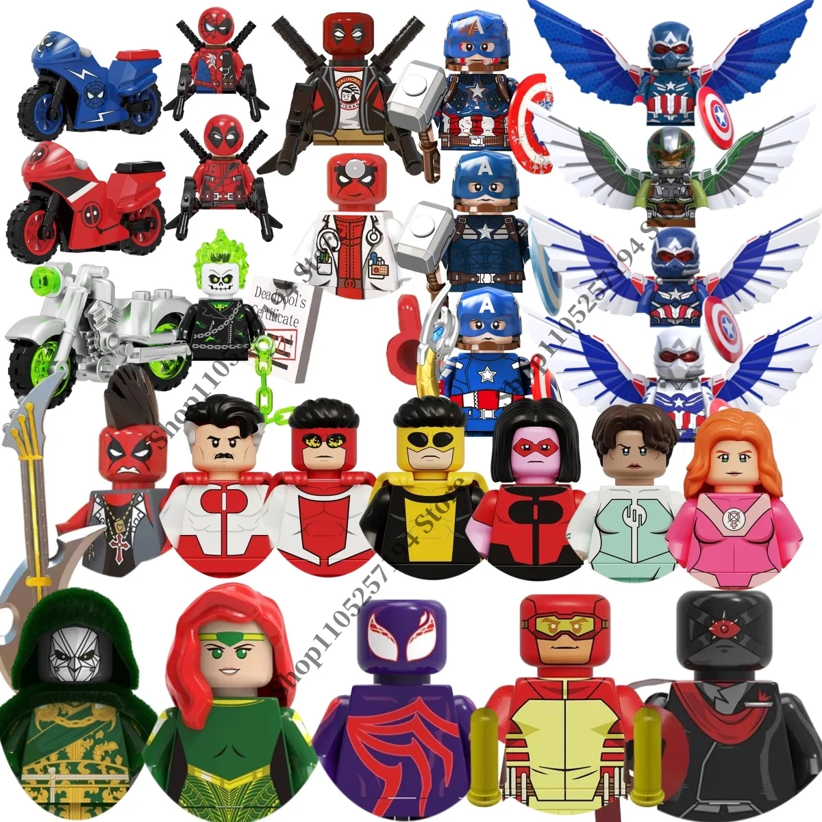 GRAN OFERTA 2026 Bloques de Construcción de Muñecos Marvel Deadpool Capitán América Ghost Rider Mini Bloques de Construcción Regalo Navideño Juguetes de Ladrillos