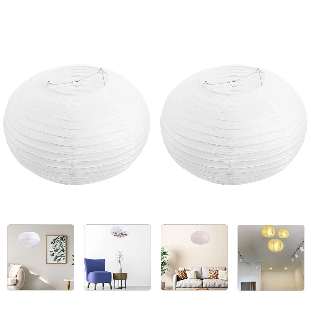 

2 Pcs Pendant Shade Lanterns Lampshade White Frame Delicate Accessory