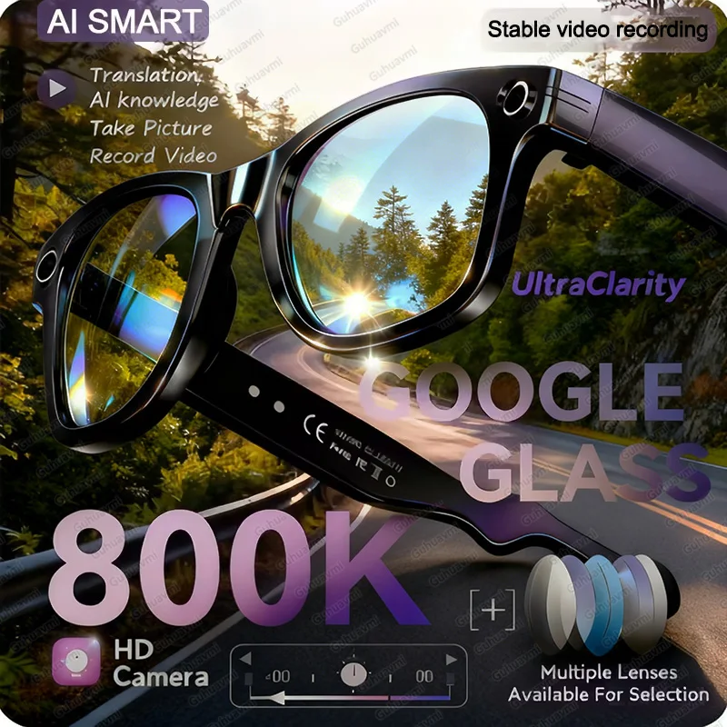 

2026 800W AI Smart Glasses Men New Camera Translation Voice Bluetooth Call WiFi 4K HD Waterproof Anti Blue Light Women Glasses