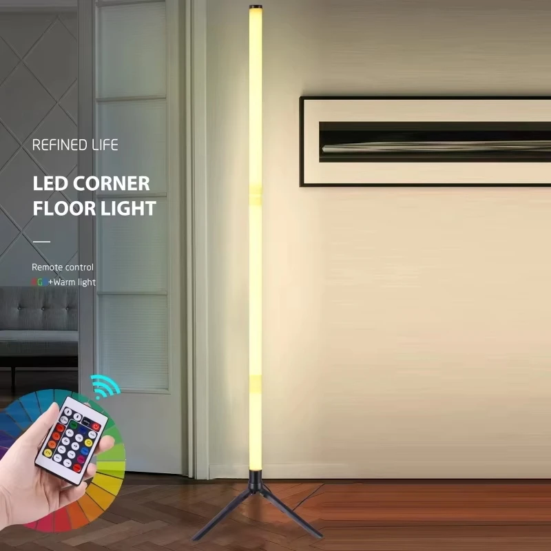 Rgb led atmosfera rgb ww cw luz piso regulável energia usb inteligente app lâmpada quarto interior led canto luz de pé decoração