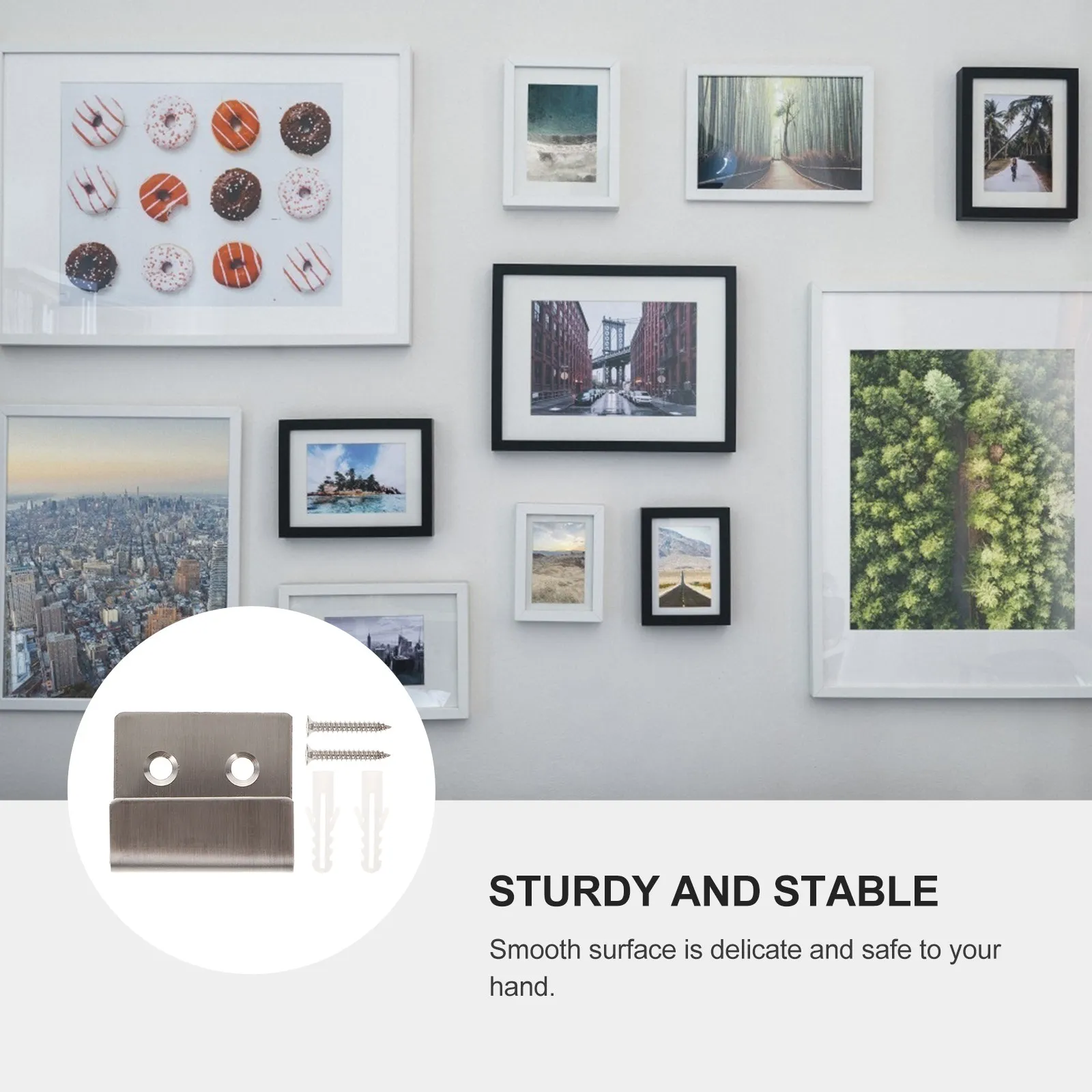 12Sets Sturdy Stainless Steel Wall Hooks Easy Install with Screws Smooth Surface Tile Wall Bracket for Ceramic Tile Drawing