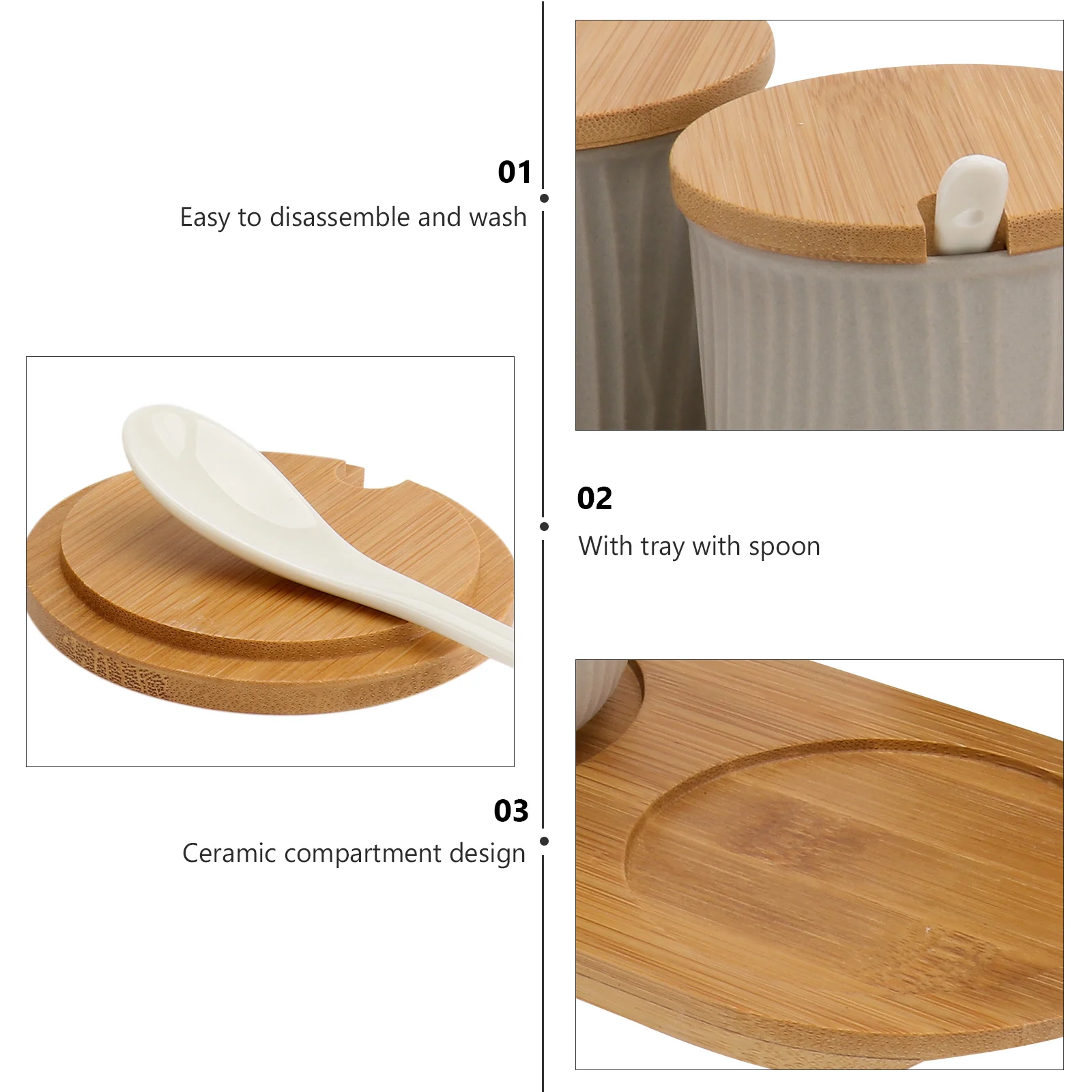 

9.5x28.5cm Nordic Style Ceramic Spice Jar Set Seasoning Storage Box Salt Shaker Kitchen Container Fresh Cover Grey