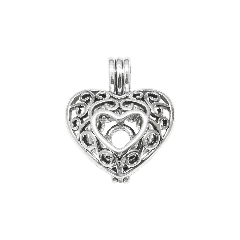 10pcs Mixed Pearl Cage Charms Pendants Vintage Heart Water Drop Essential Oil Diffuser Necklace Locket For DIY Jewelry